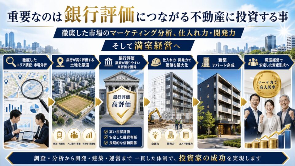 重要なのは銀行融資評価につながる土地から新築アパート投資
