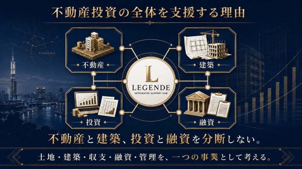 不動産投資の全体を支援する理由
不動産と建築、投資と融資を分断しない。
